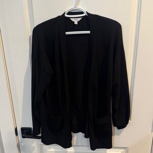 Time and Tru Black Open-Front Cardigan with Pockets
